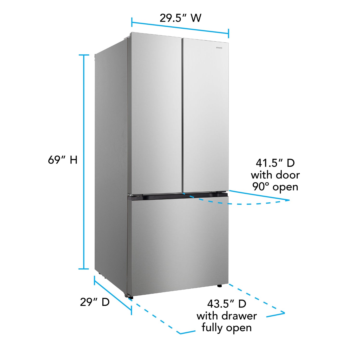 Avanti Frost Free French Door Refrigerator, 17.5 cu. ft. - Stainless Steel