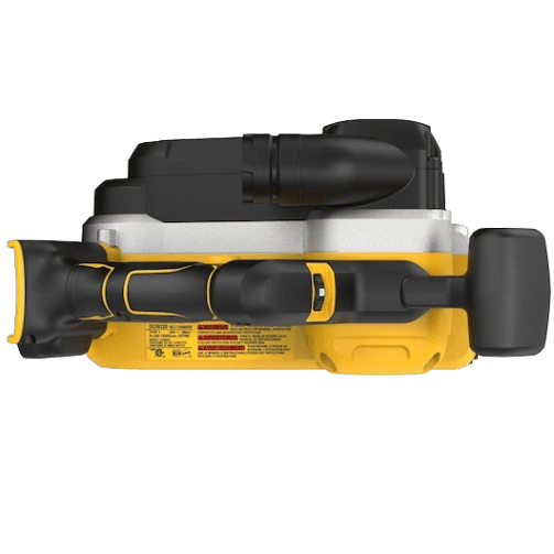 Cordless brushless belt sander in yellow and black, designed for efficient tools and home improvement use