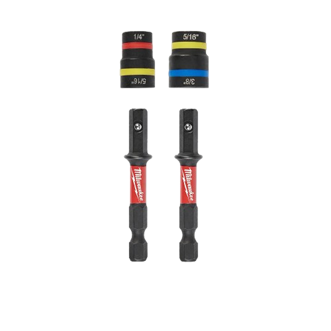 Set of two Milwaukee magnetic nut drivers with color-coded size bands for versatile tool accessories under $50 collection