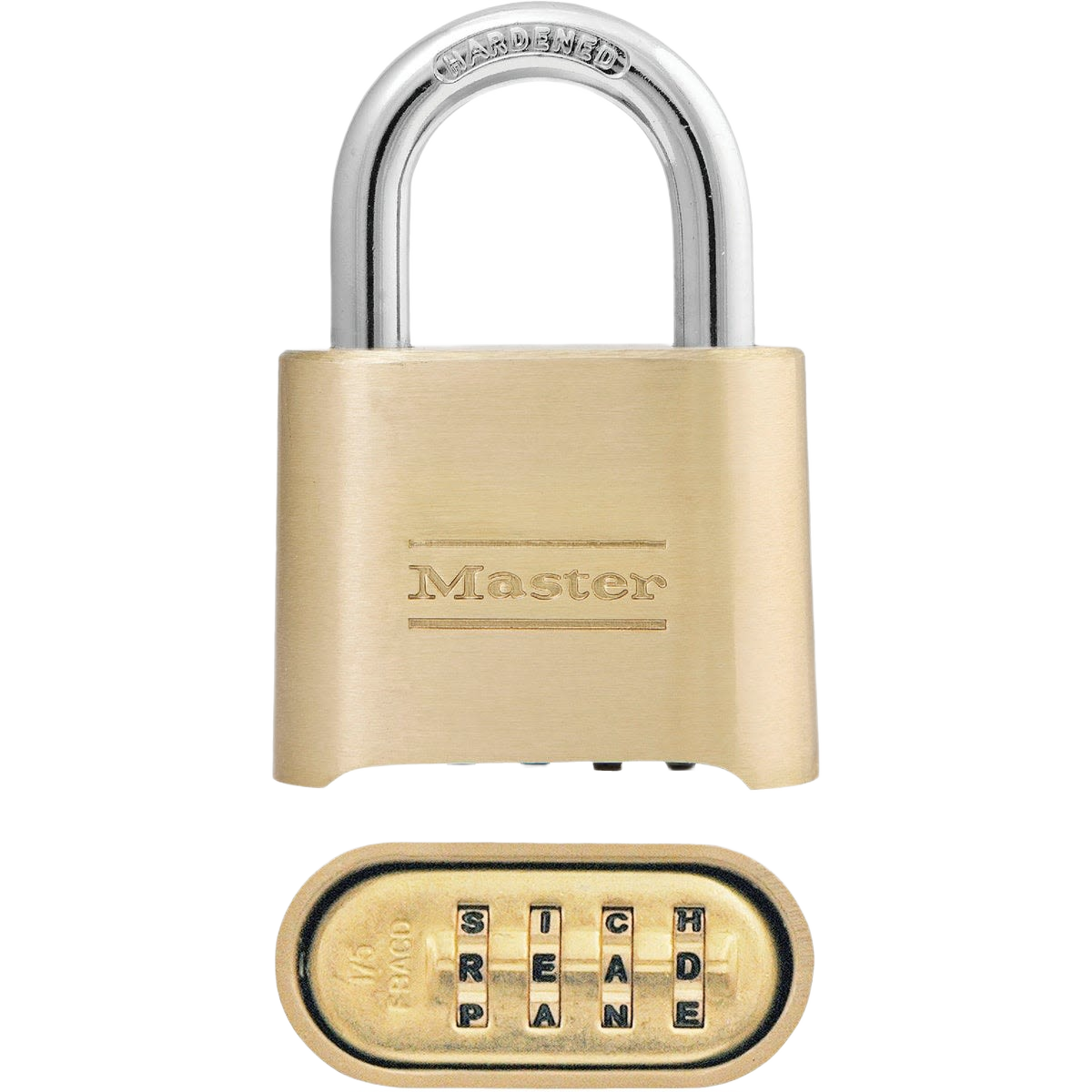 Brass combination lock with 4-digit resettable dial for secure fastening in hardware and fasteners collections