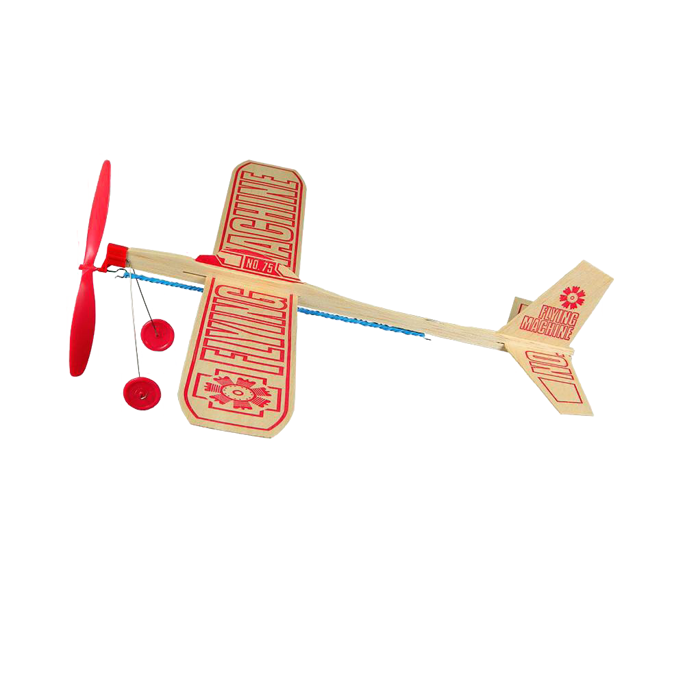Wooden glider airplane toy with red propeller and wheels designed for outdoor play from Toys & Games collection under $50