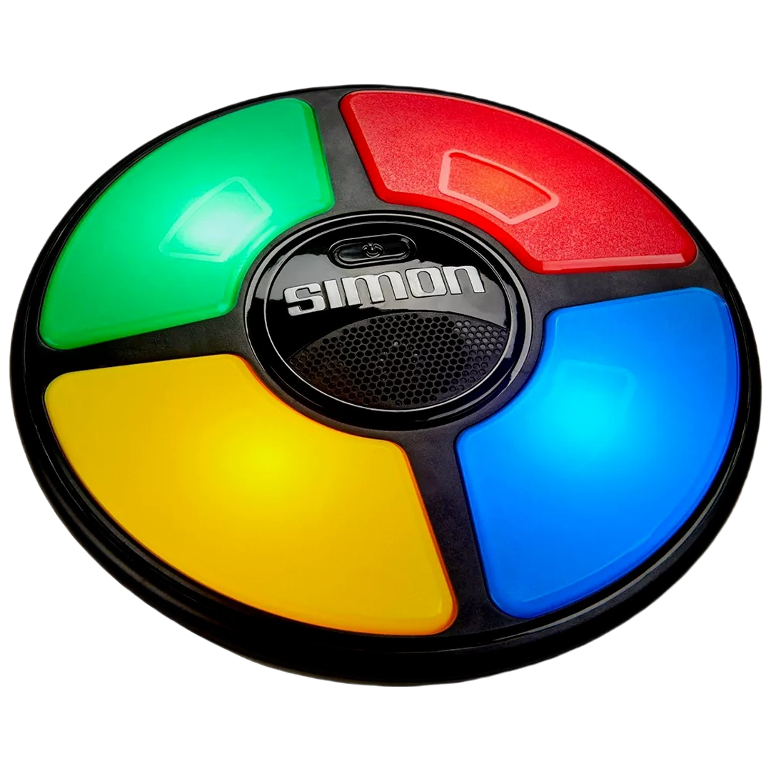 Classic Simon Says electronic game with red, yellow, blue, and green light-up buttons for memory challenge play