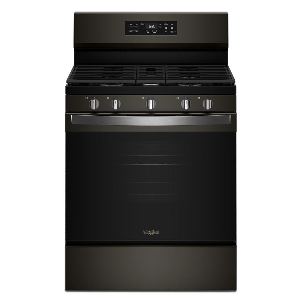 30-inch dark stainless steel gas range with digital controls and five burners from kitchen appliances collection