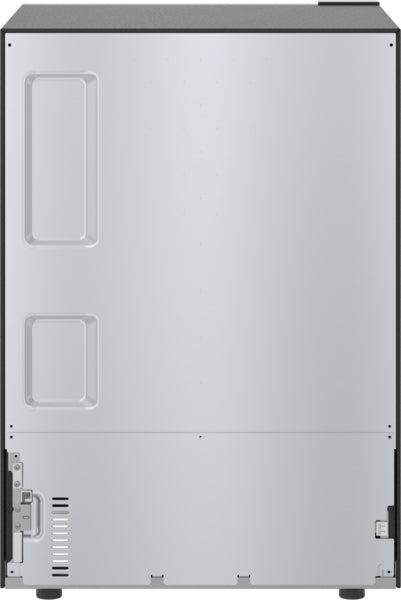 Rear view of stainless steel under counter refrigerator designed for kitchen and appliance collections