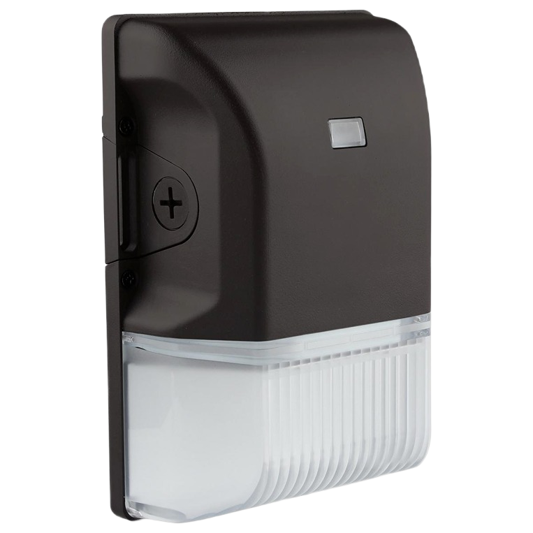 Compact black LED wall pack with photocell sensor for outdoor lighting and home improvement tools under $100
