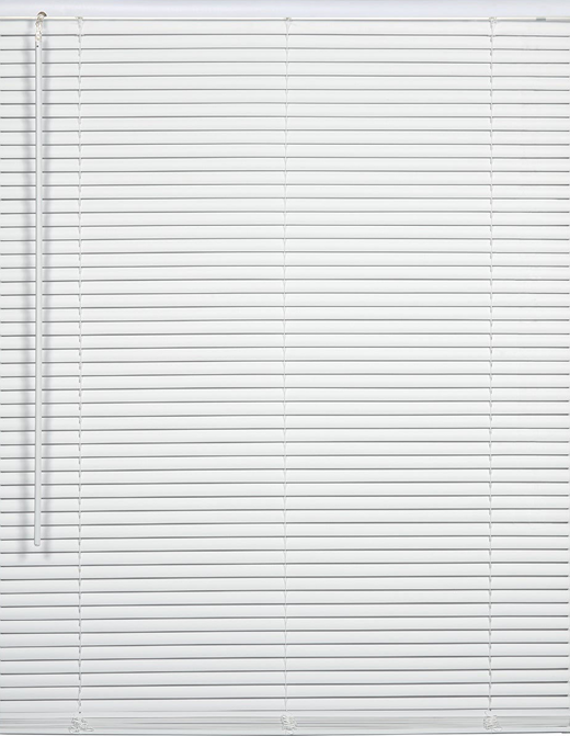 White vinyl cordless mini blind with adjustable slats for light control and privacy in home improvement settings