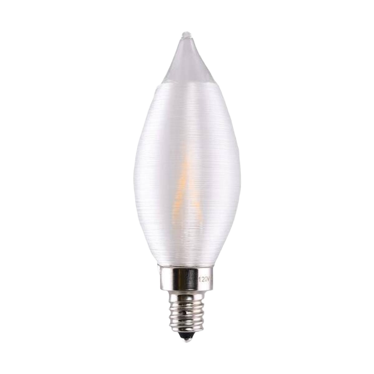 Satin spun clear LED light bulb with candelabra base for energy-efficient lighting in home improvement collections