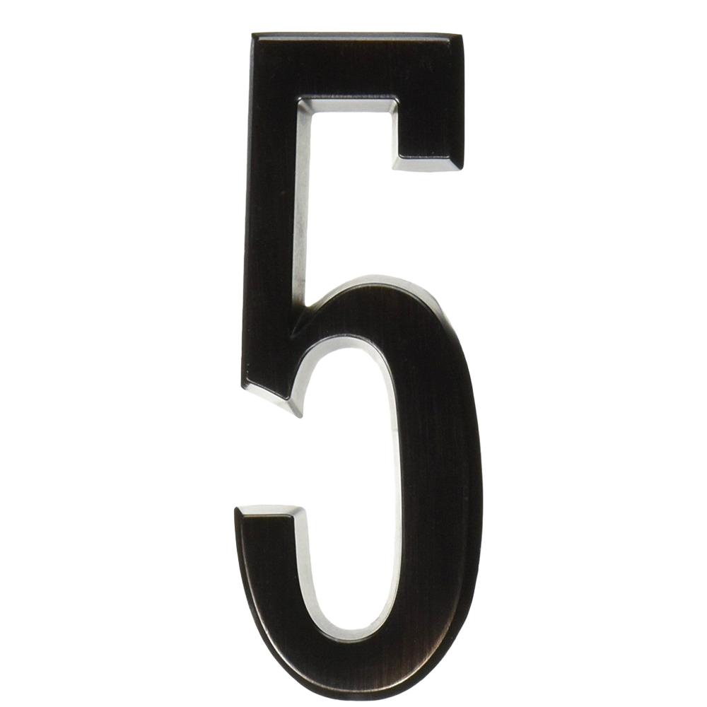 Bronze adhesive house number 5 with a sleek finish for home improvement and exterior address display