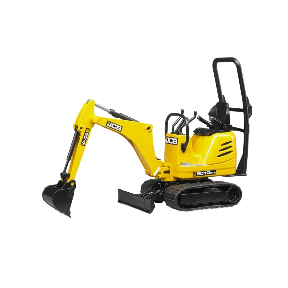 Yellow compact construction digger toy with black tracks and detailed arm for home improvement playsets