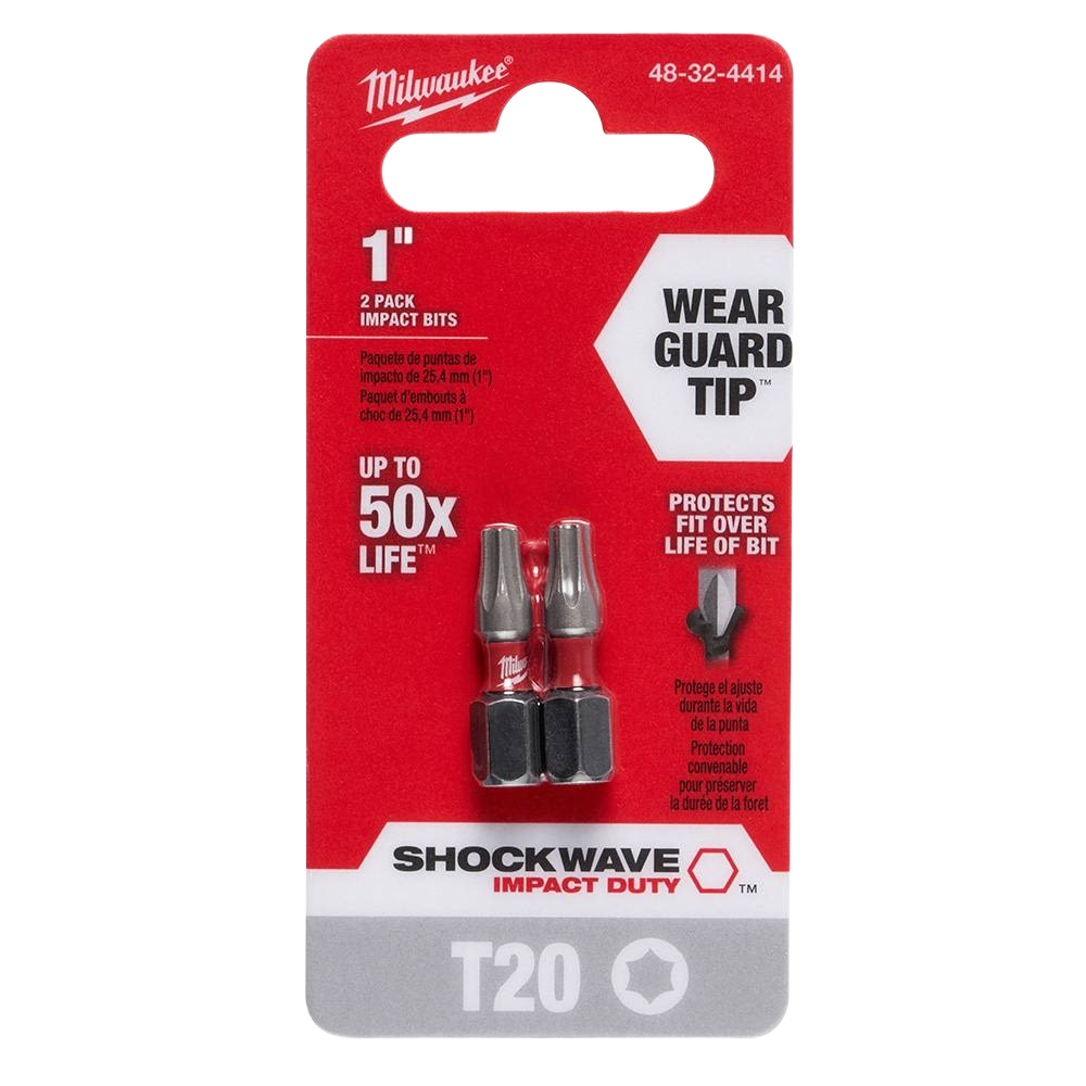 Milwaukee 1-inch T20 TORX impact duty bits 2-pack with Wear Guard Tip for power tool accessories under $50
