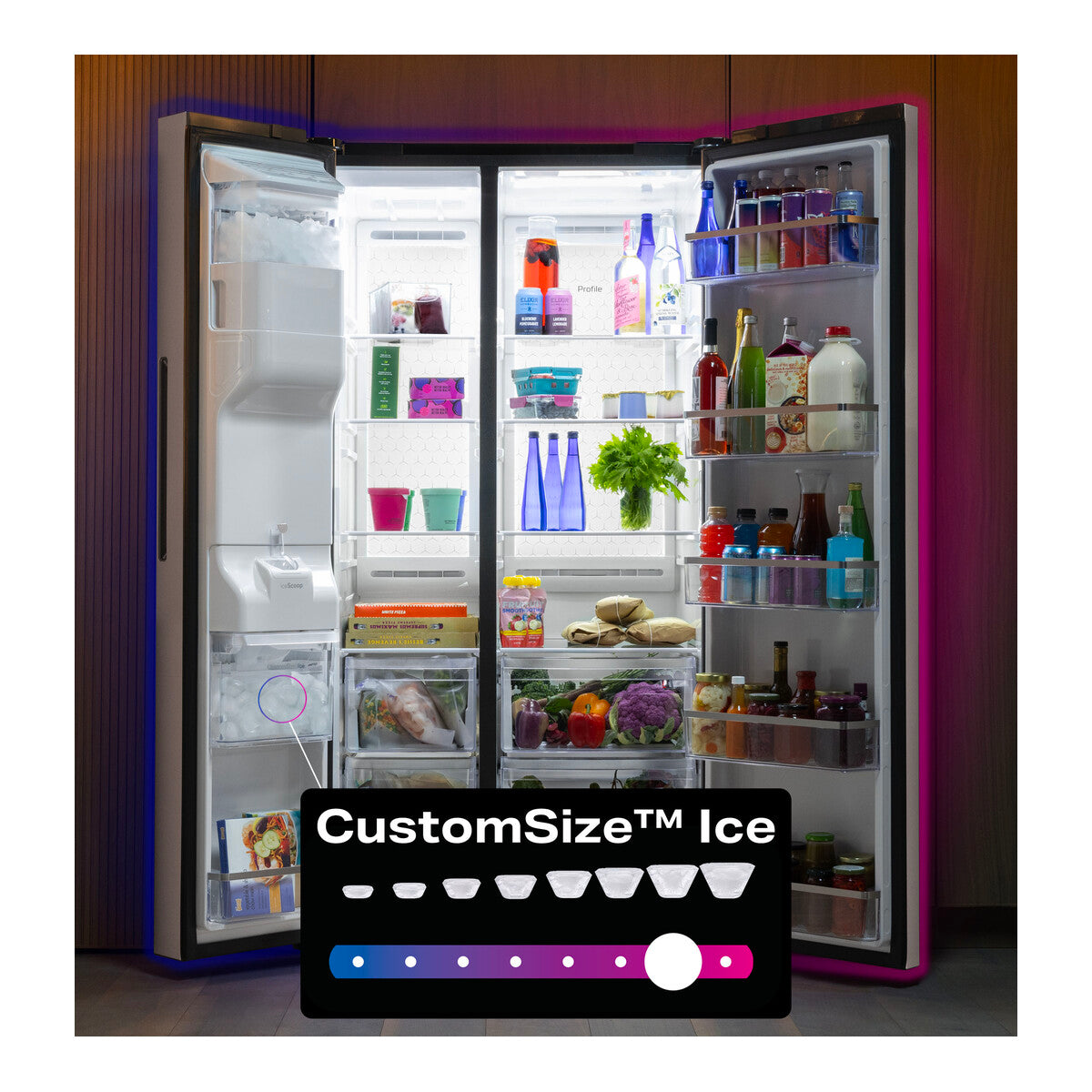 GE Profile™ ENERGY STAR® 27.8 Cu. Ft. Side-By-Side Refrigerator with Hands-Free AutoFill and CustomSize™ Ice
