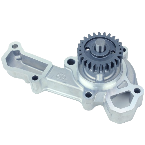 Silver automotive water pump with gear component for engine cooling in car and truck accessories collection