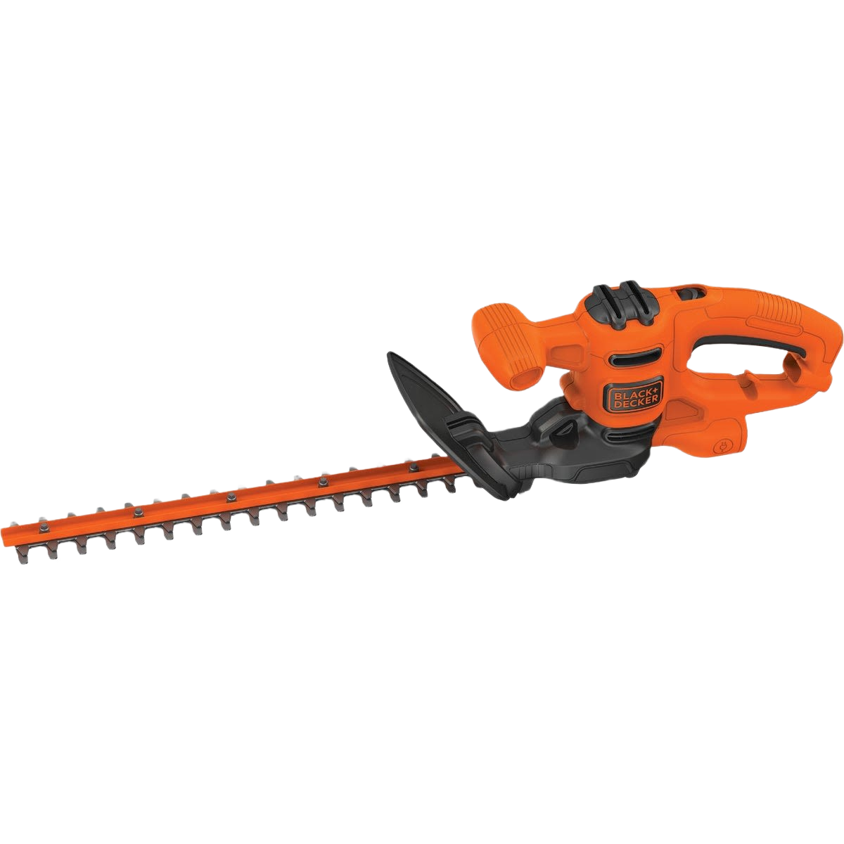 Orange and black corded electric hedge trimmer designed for precise trimming and home improvement tasks