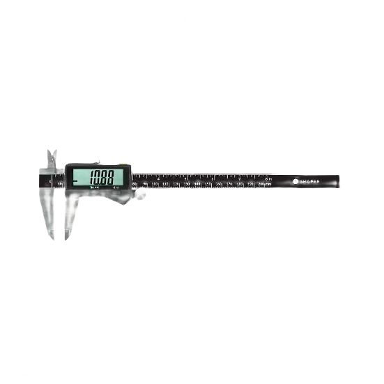 Digital caliper with LCD display and precision measurement scale for woodworking and hand tool collections in home improvement