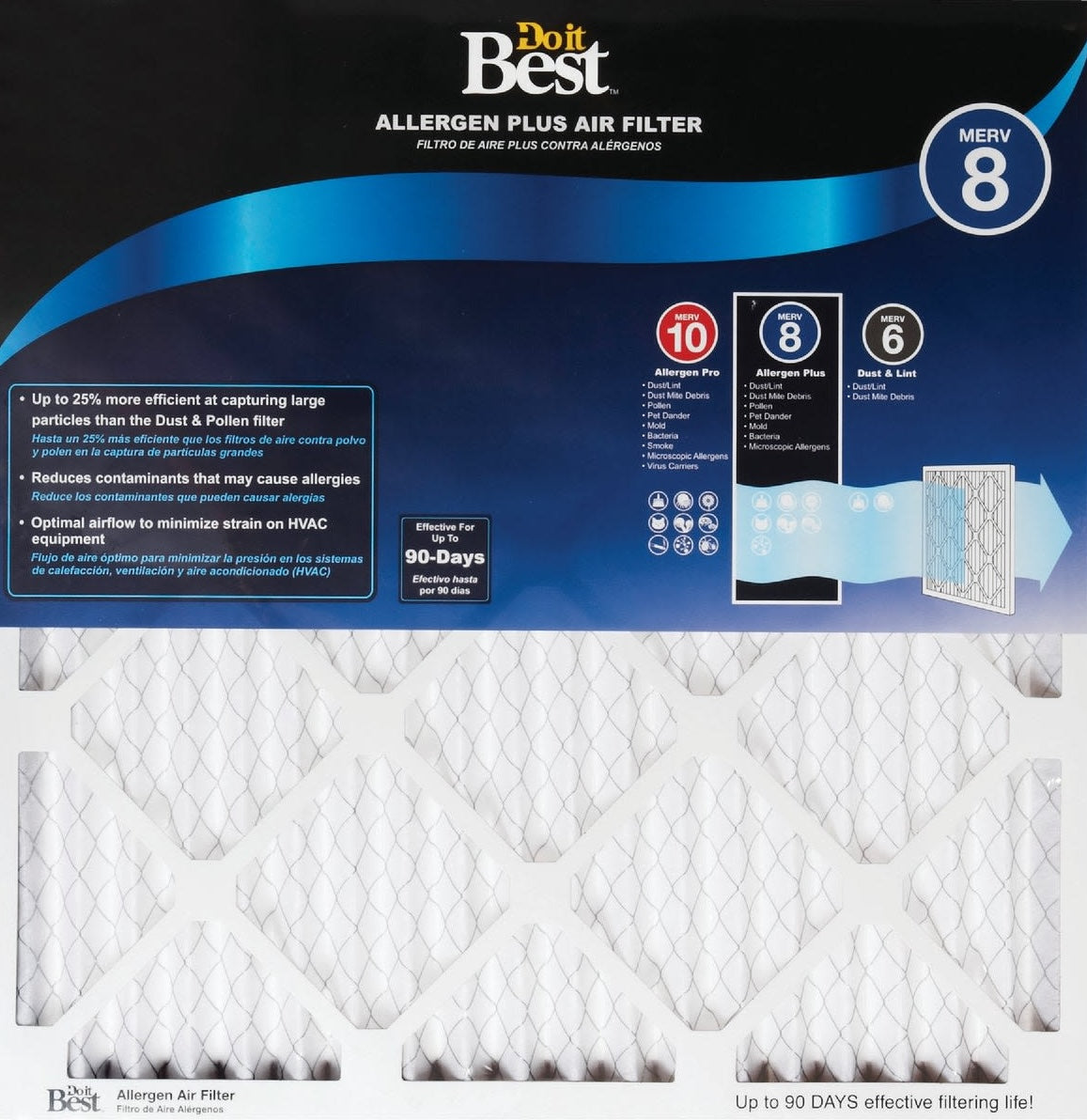 Do it Best allergen plus furnace filter with MERV 8 rating for home heating and cooling under $50