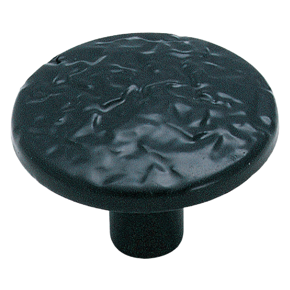 Textured black round cabinet knob with colonial-style design for hardware and furniture accessories in home improvement collections
