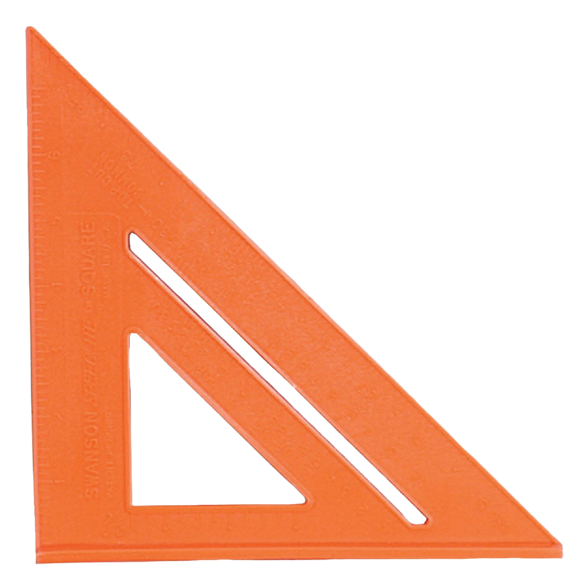 Bright orange plastic speed square with wide T-bar, ideal for woodworking, measuring, and home improvement tasks under $50
