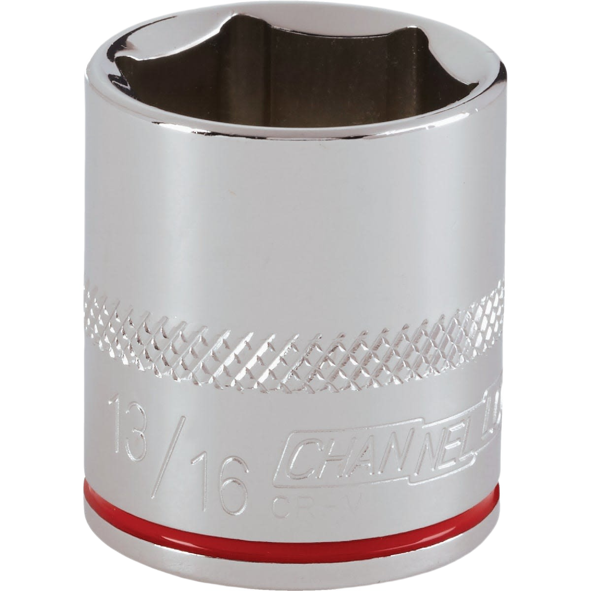 Chrome 13/16 inch 6-point shallow socket with textured grip band for sockets and ratchets in hand tools under $50 collections