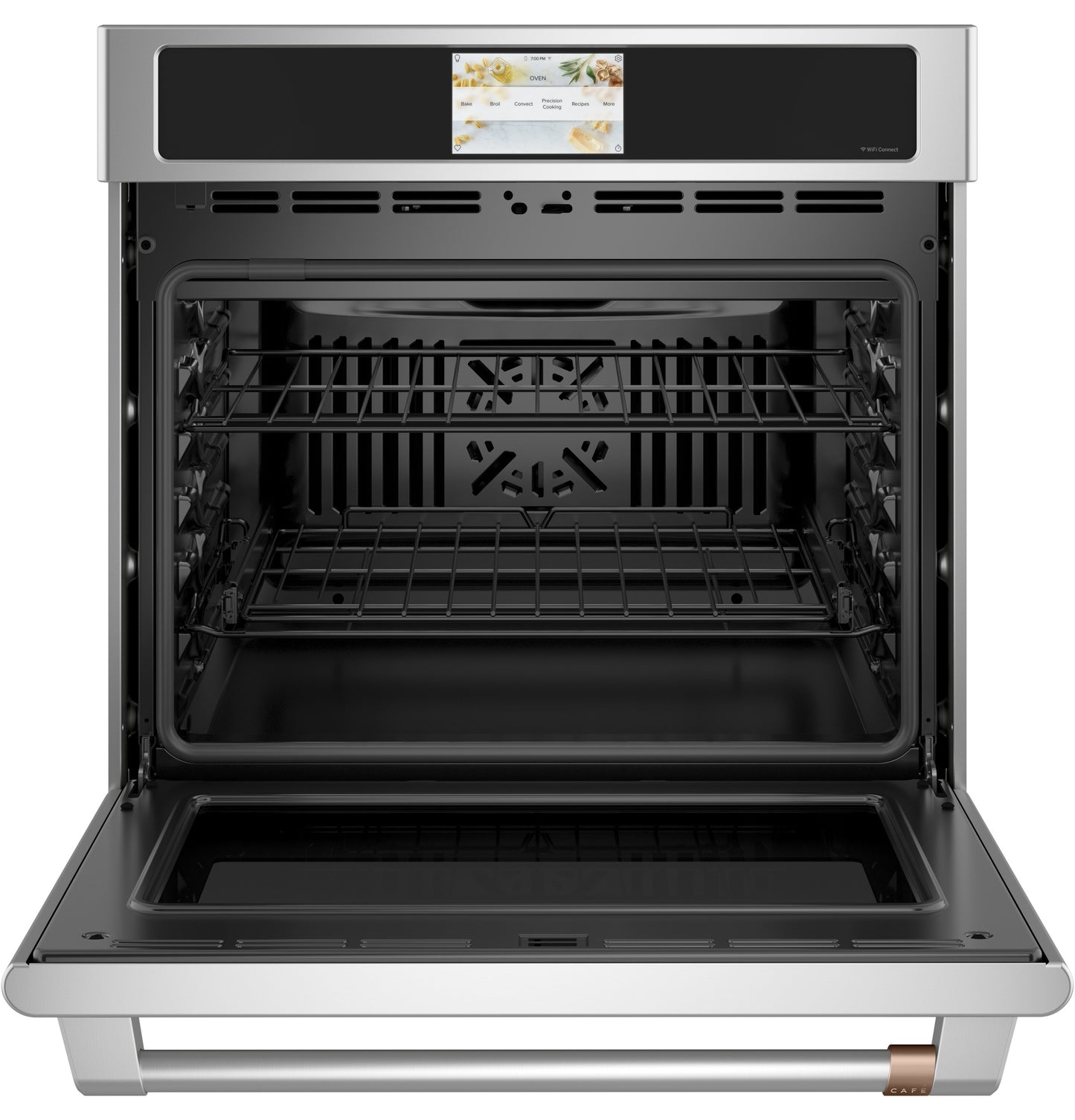 Open stainless steel smart wall oven with convection and two adjustable racks in Appliances and Kitchen & Kitchenware collections