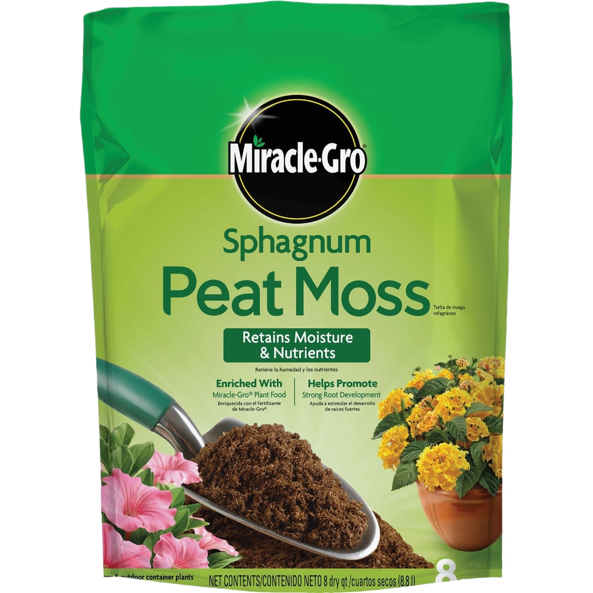 8 quart bag of sphagnum peat moss for retaining moisture and nutrients in soil gardening and home improvement use