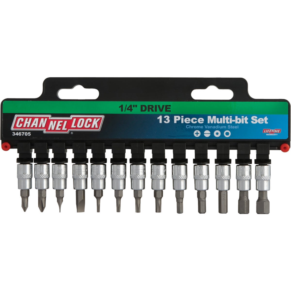 Set of 13 chrome vanadium steel multi-bits with textured grip for sockets and ratchets in hand tools collection under $50