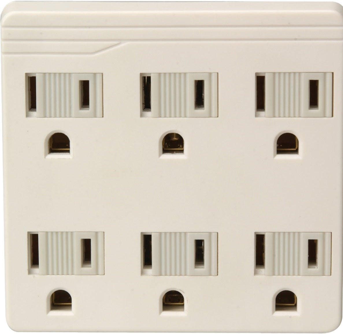 Ivory six-outlet tap with 15A capacity for home improvement and tools power management use