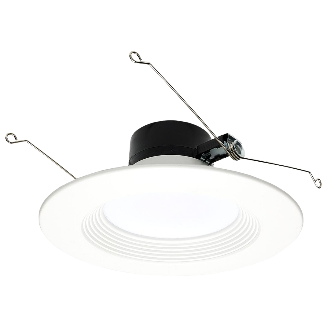 White round LED retrofit downlight with metal spring clips for electrical and lighting use under $50 category