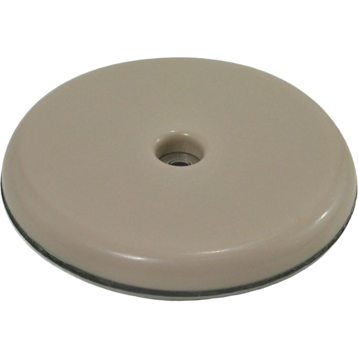 Round beige slide glide with central hole for adhesive or screw mounting in home improvement projects