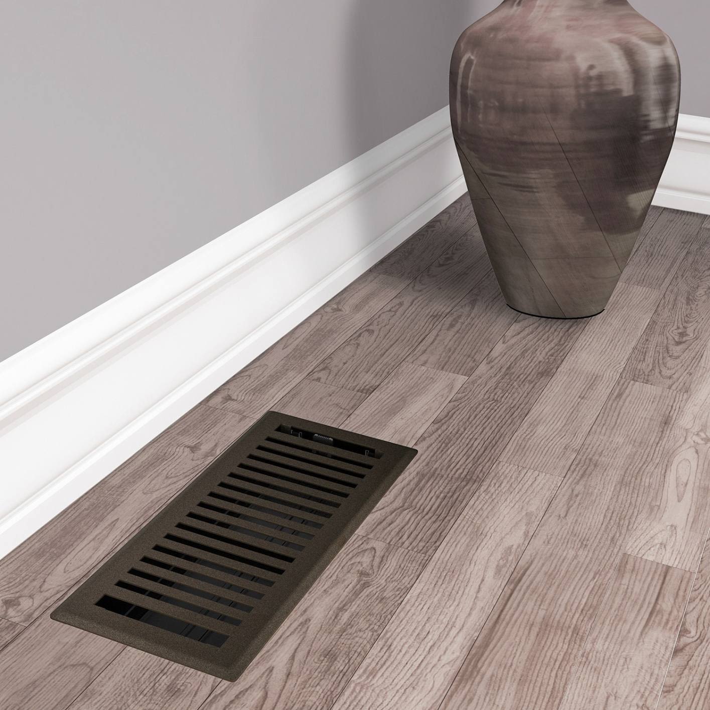 Bronze Age Montezuma floor register with solid steel plate and adjustable vents for plumbing and home improvement collections