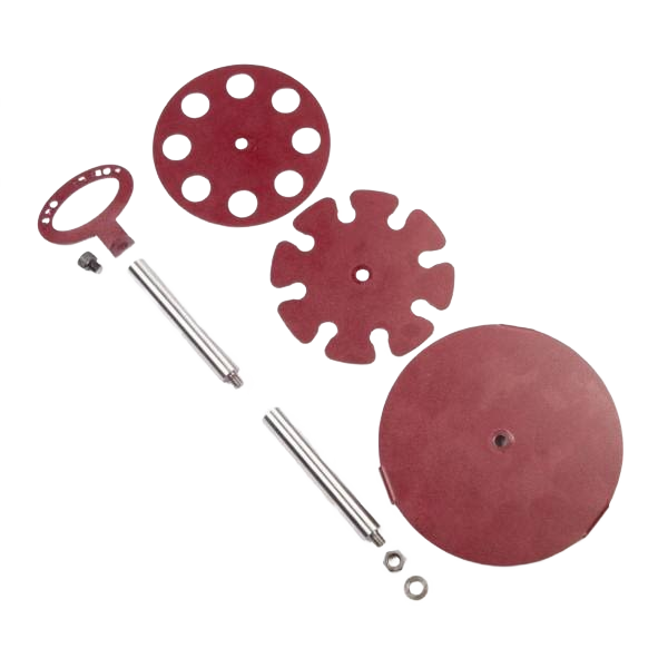 Set of red abrasive sanding discs with mandrels and a small screw for woodworking tools collection under $100