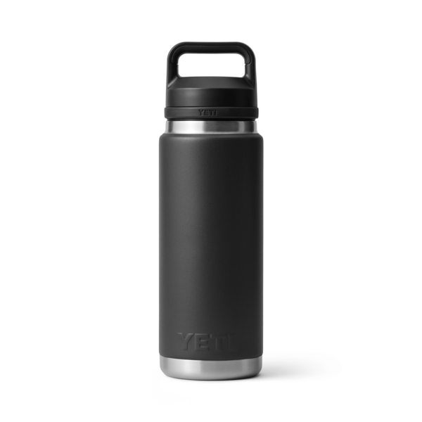 Matte black stainless steel 26 oz insulated bottle with black chug cap, part of drinkware and kitchenware collections under $50