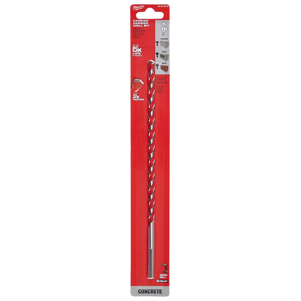 Milwaukee 5/16 inch carbide-tipped hammer drill bit for concrete in tool accessories and drill bits under $50 collections