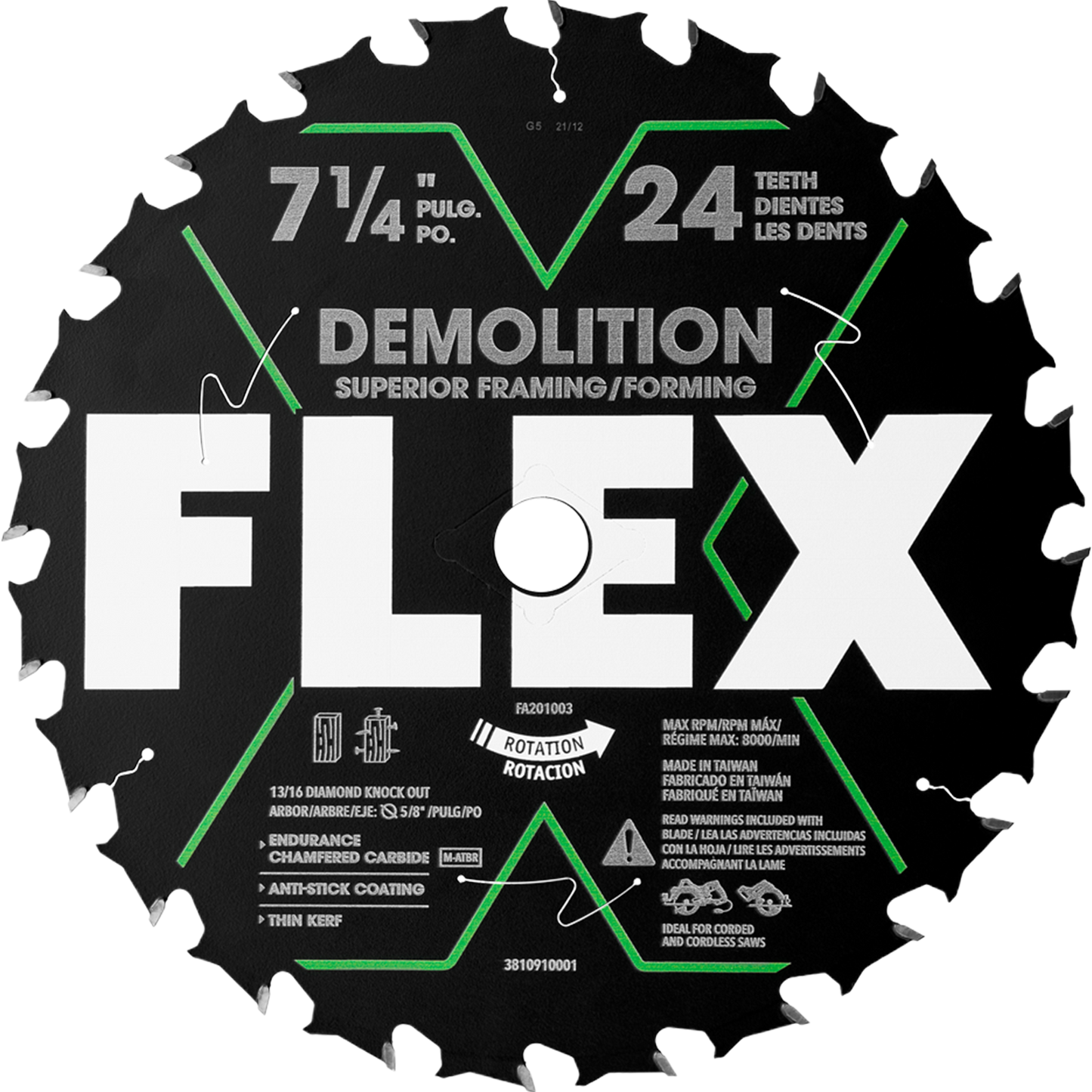 FLEX 24V 7-1/4" Brushless Circular Saw Kit + Demolition Blade