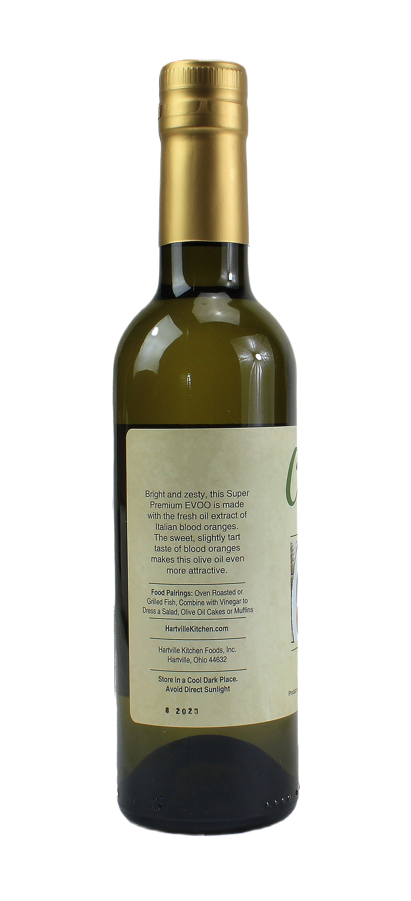 Bottle of premium olive oil infused with fresh Italian blood orange extract in the Oil & Vinegars collection