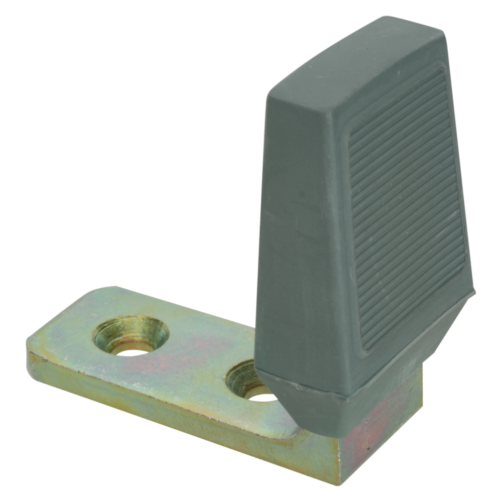 Heavy-duty zinc-plated floor door stop with a rubber bumper for wall protection in door accessory projects under $50