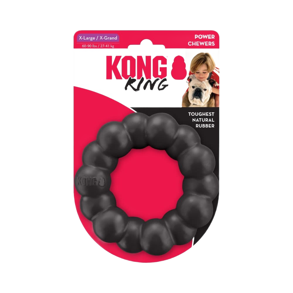Black durable rubber dog ring toy designed for aggressive chewers in pet and dog toys collections under $50