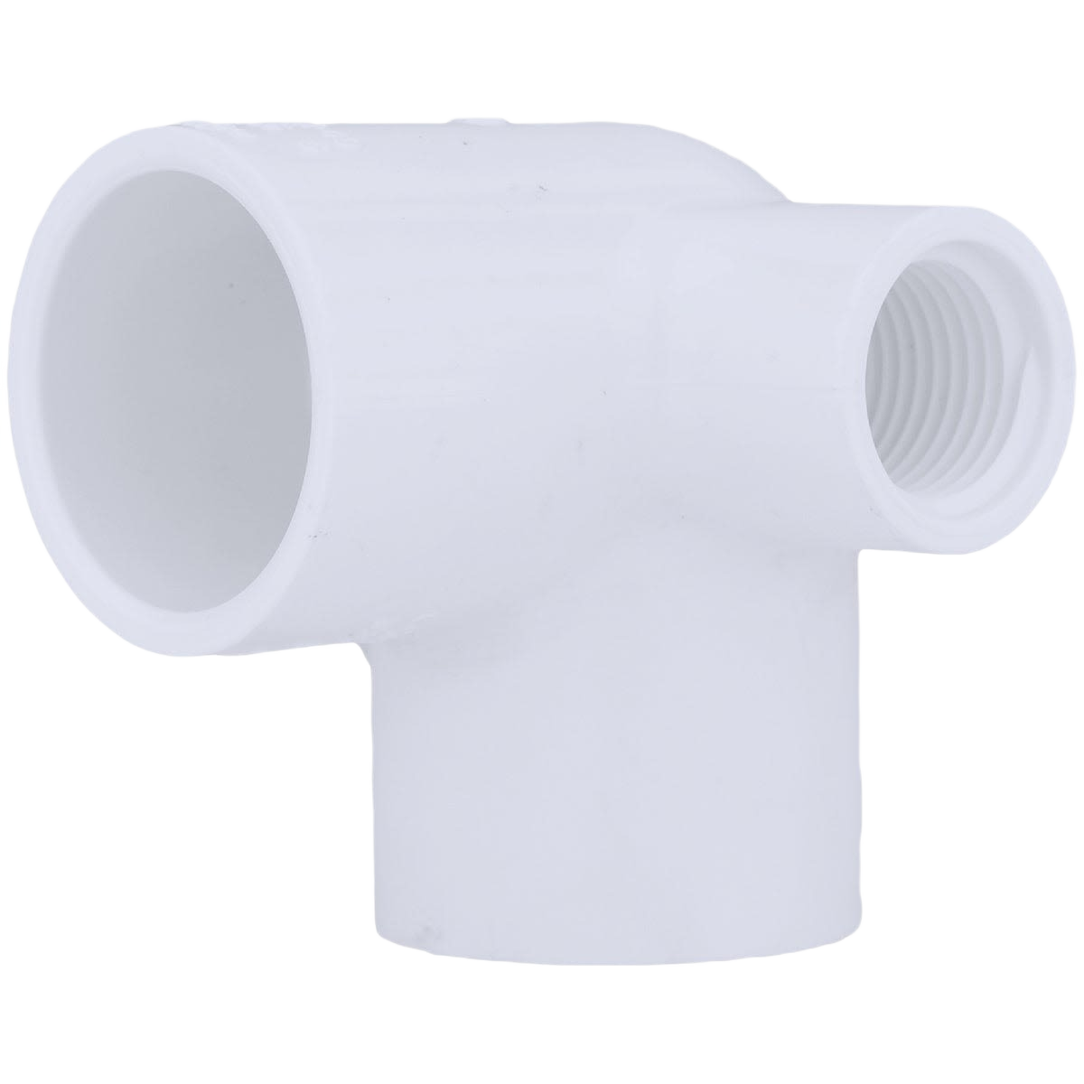 White PVC 90-degree elbow with side inlet fitting for plumbing in Pipes & Fittings and Home Improvement collections