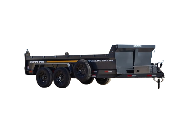 Heavy-duty dump trailer with dual axles and spacious bed for hauling materials in home improvement tools collections