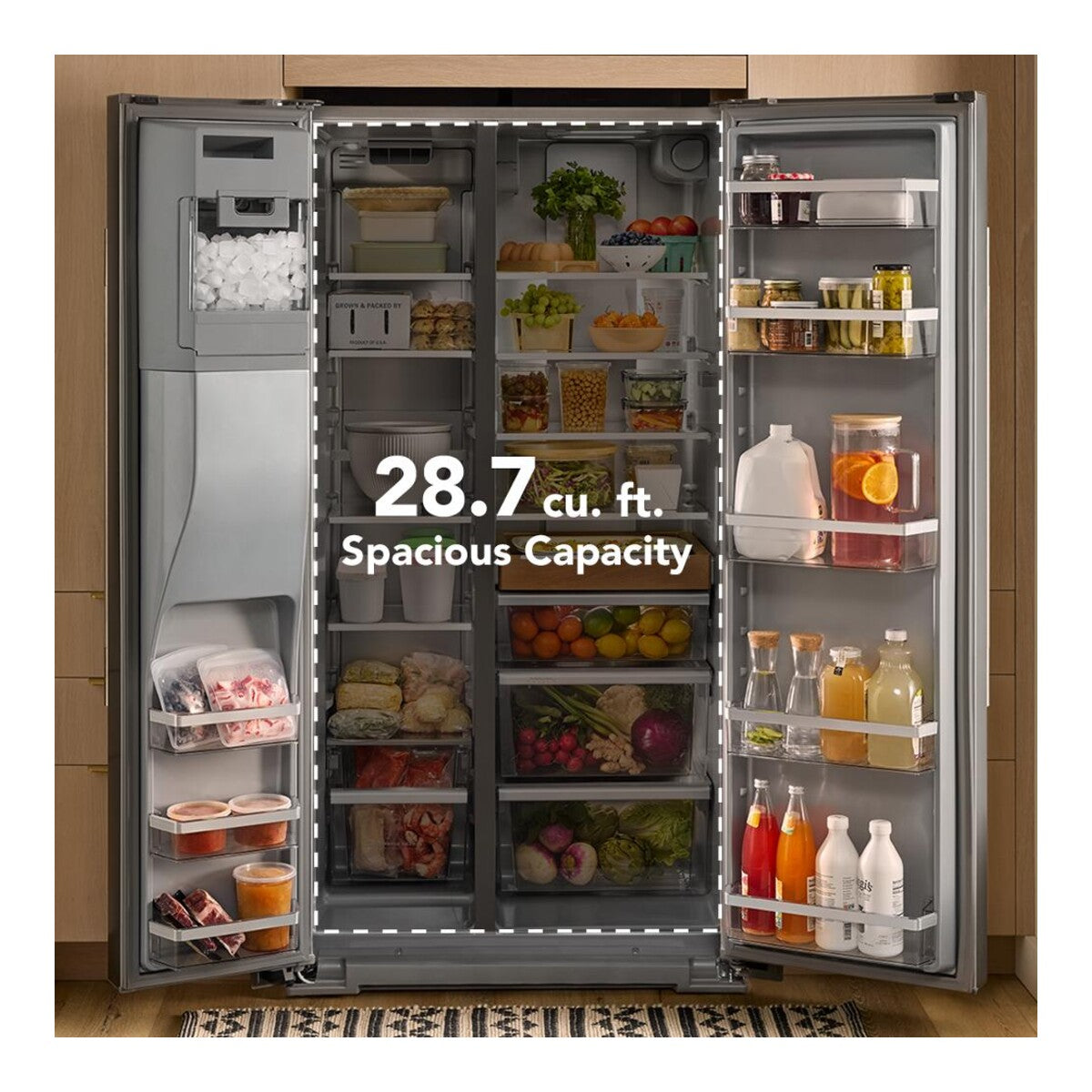 28.7 Cu. Ft. 36-Inch Side-by-Side Refrigerator with Exterior Ice and Water Dispenser in PrintShield® Stainless Steel