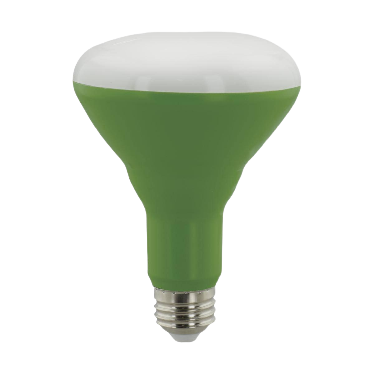 Green and white LED BR30 bulb with metal screw base for lighting and electrical supplies under $50 collection