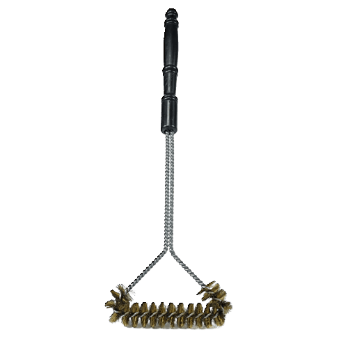 Heavy duty wide faced BBQ grill brush with twisted wire bristles and black handle for grilling and outdoor living tools collections