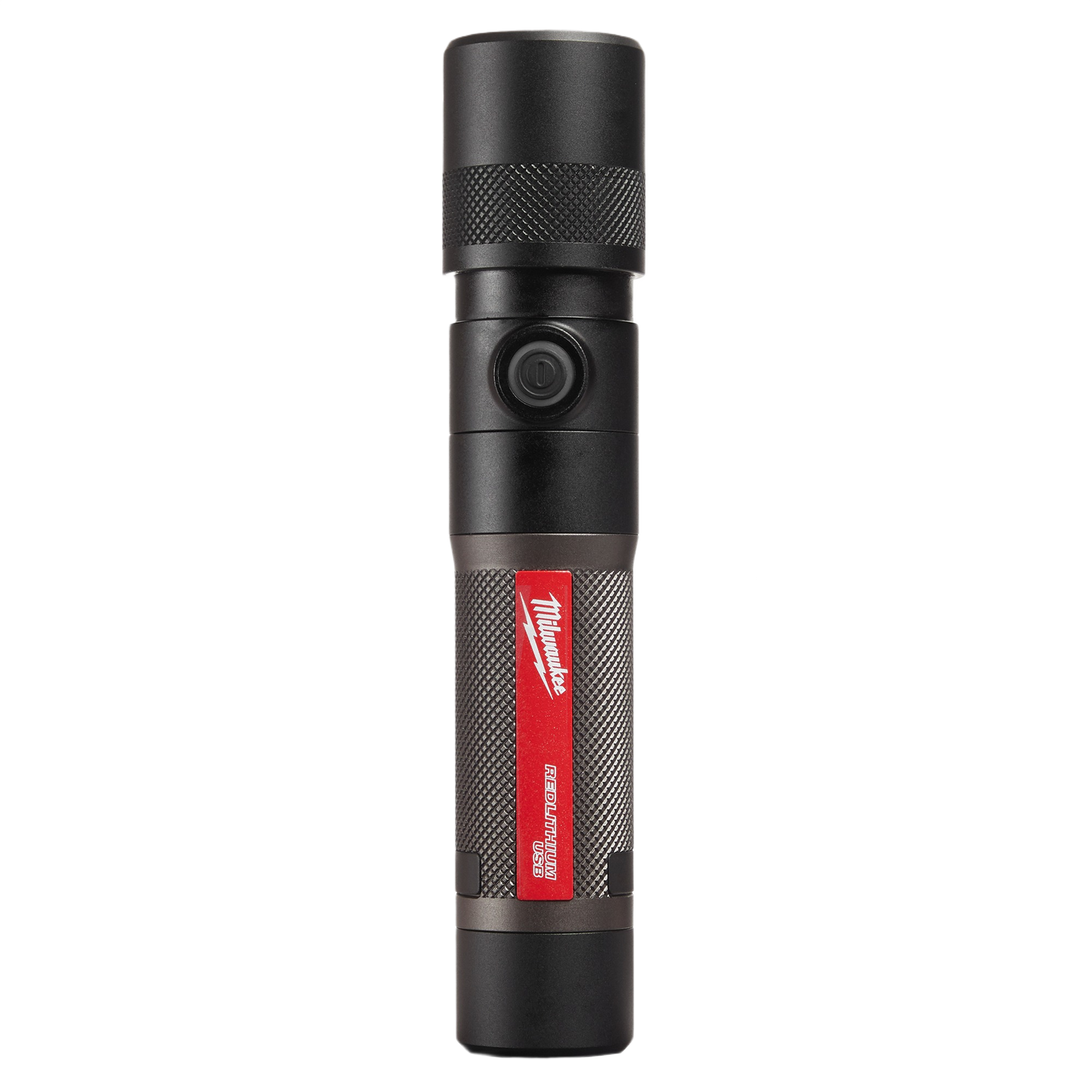 Black Milwaukee USB rechargeable flashlight with textured grip and twist focus for tools and home improvement tasks
