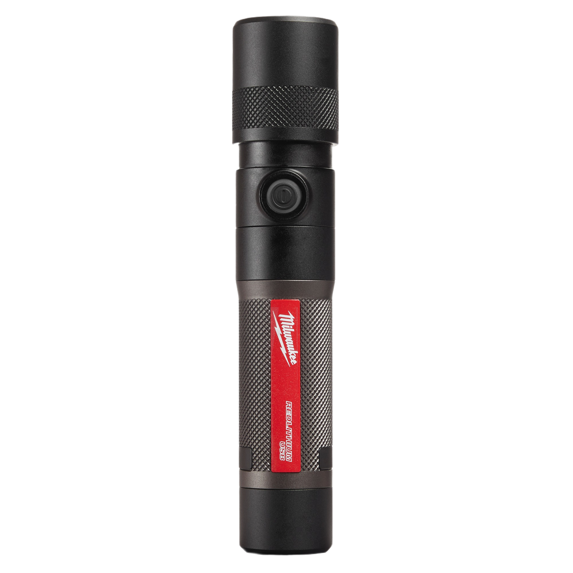 Black Milwaukee USB rechargeable flashlight with textured grip and twist focus for tools and home improvement tasks