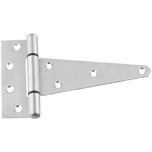 Stainless steel extra heavy-duty tee hinge with multiple screw holes for secure door or gate installation