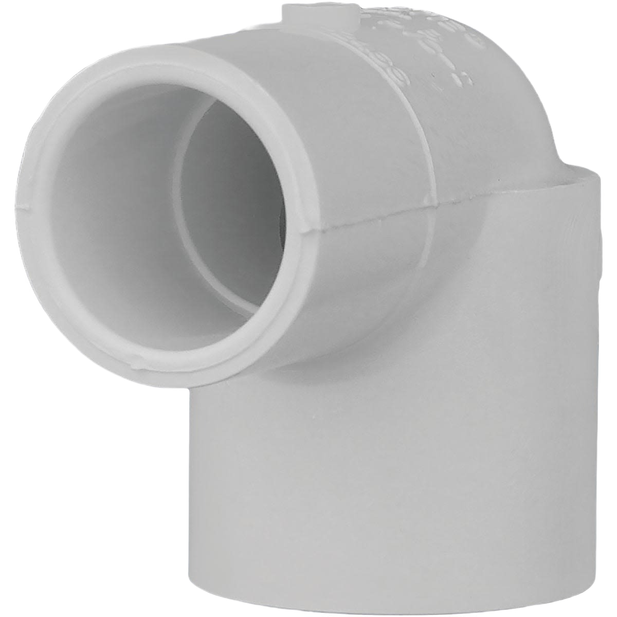 Gray PVC 90-degree elbow fitting with slip and spigot ends for plumbing in Pipes & Fittings under $50 collection