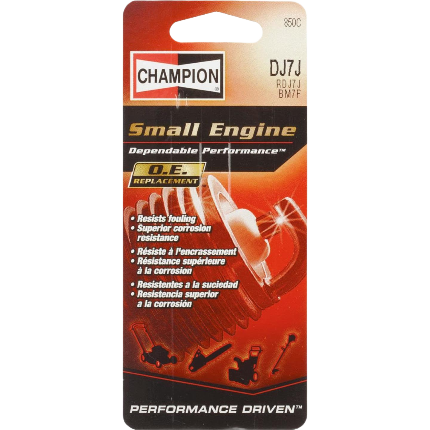 Champion DJ7J copper core chainsaw spark plug packaging for parts and lubricants in home improvement tools collections under $50