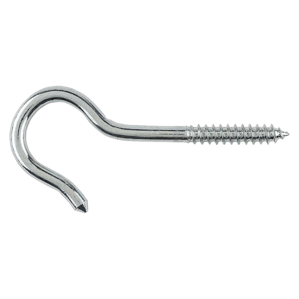 Zinc-finish steel screw-in ceiling hook for hanging in hardware, fasteners, and home improvement projects