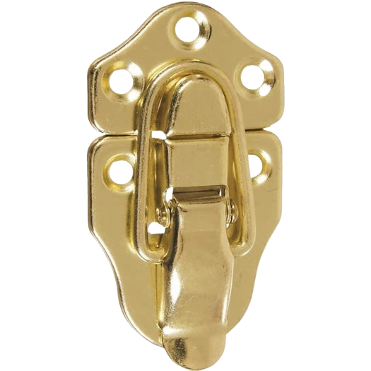 Compact miniature brass draw catch latch for securing trunks and furniture in hardware and home improvement collections