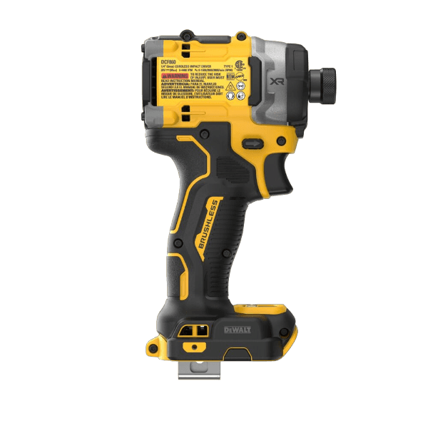Compact yellow and black cordless high torque impact driver with rubberized grip for home improvement tasks