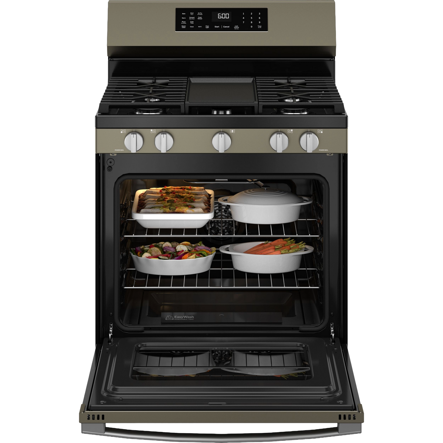GE® 30" Free-Standing Gas Convection Range with No Preheat Air Fry and EasyWash™ Oven Tray